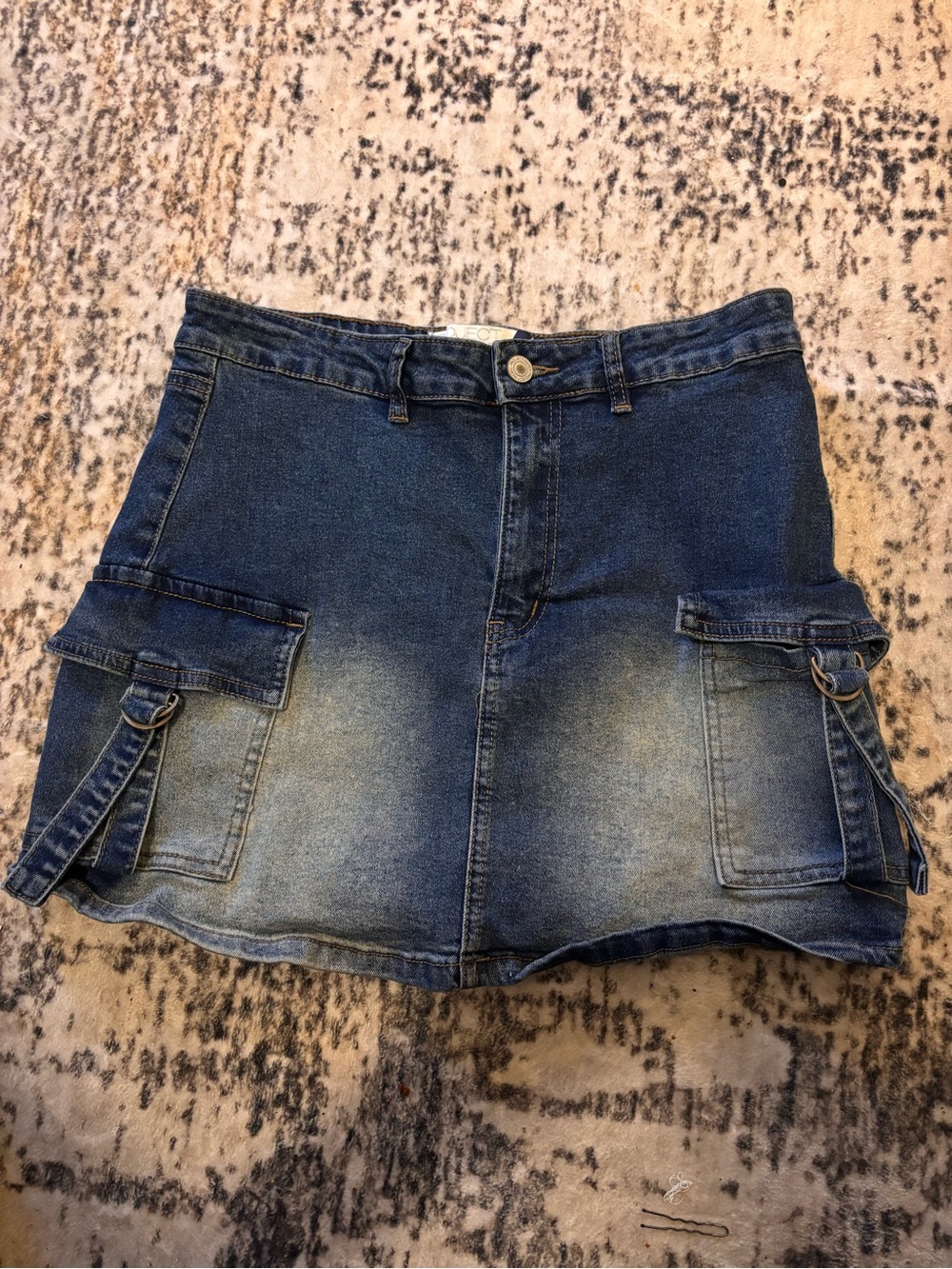 Denim Cargo Pocket Mini Skirt - Blue